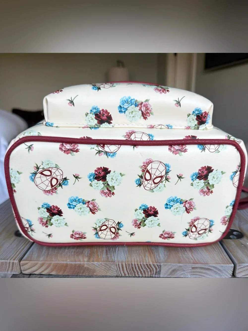 Loungefly Marvel Floral Spider-Man Mini Backpack - Cream & Burgundy Accents